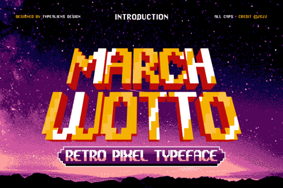 March Wotto: The Retro Pixel Display Font for Unique Business Branding