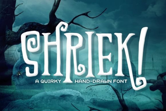 Shriek Font: A Curly Hand-Drawn Display Typeface for Halloween & Quirky Projects